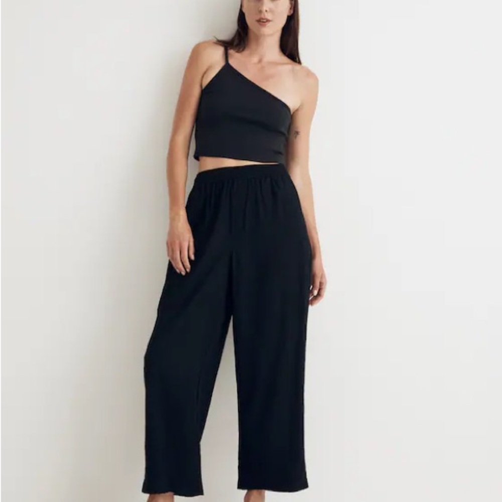 Madewell Crinkled Crepe Pull On Crop Pant